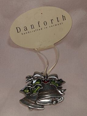 Danforth Pewter Cloisonie Ringing Bells Ornament Collectible Made In Vermont